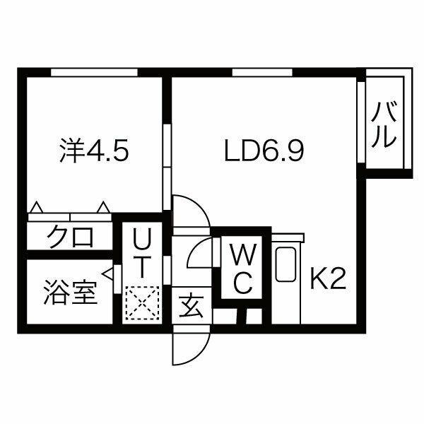 ルフト琴似(1LDK/4階)の間取り写真