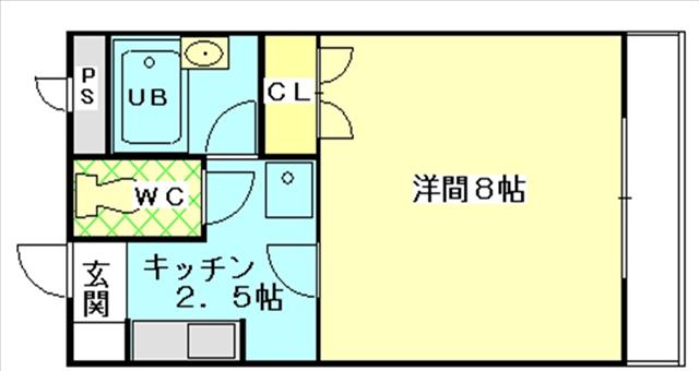 スペースエイト(1K/1階)の間取り写真