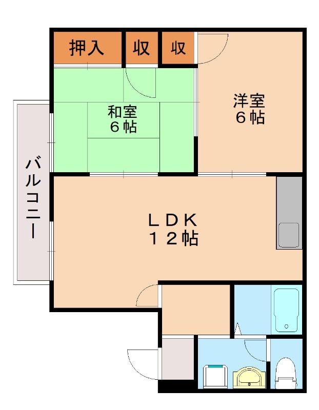 セジュール福間A棟(2LDK/1階)の間取り写真