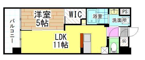 ハイネス槻田(1LDK/12階)の間取り写真