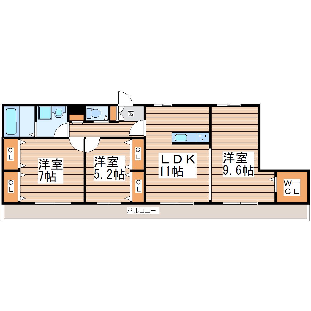 ツリータウン(3LDK/2階)の間取り写真