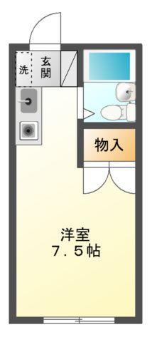 グリーンハイツI(ワンルーム/1階)の間取り写真