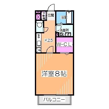 ボナールハイム(1K/2階)の間取り写真