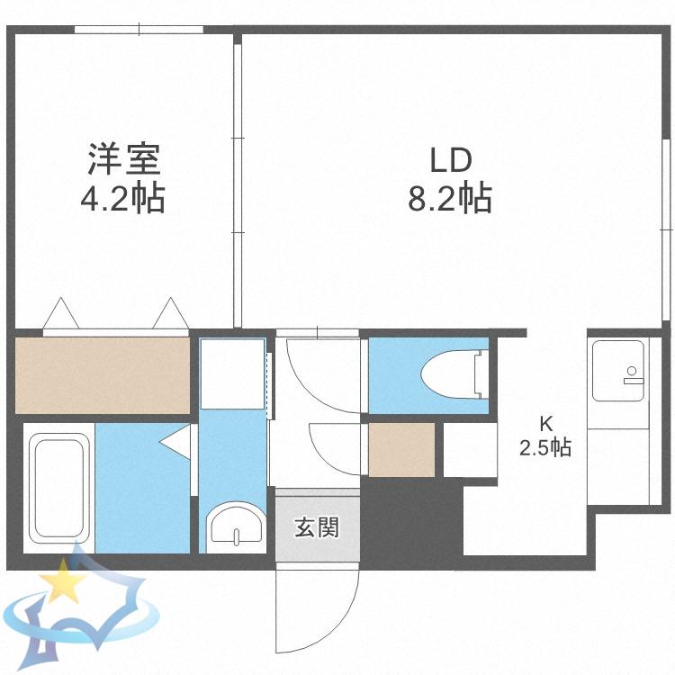 ALBA-DS発寒南(1LDK/4階)の間取り写真