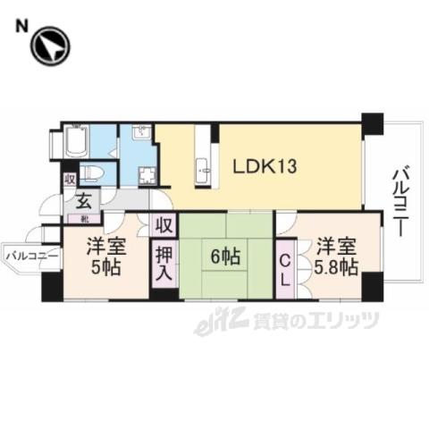 セルヴェール(3LDK/6階)の間取り写真