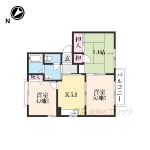 MAISON LUNA(3K/2階)の間取り写真