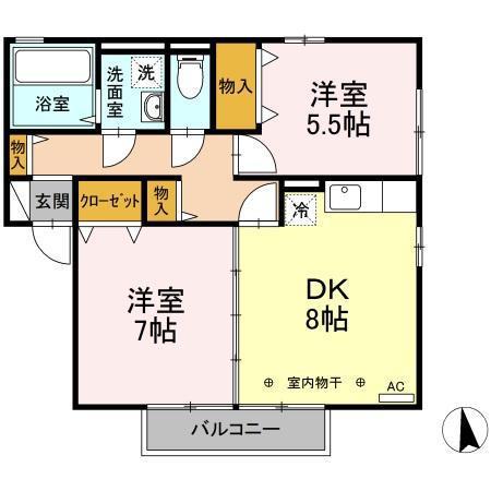 アークパル(2DK/2階)の間取り写真