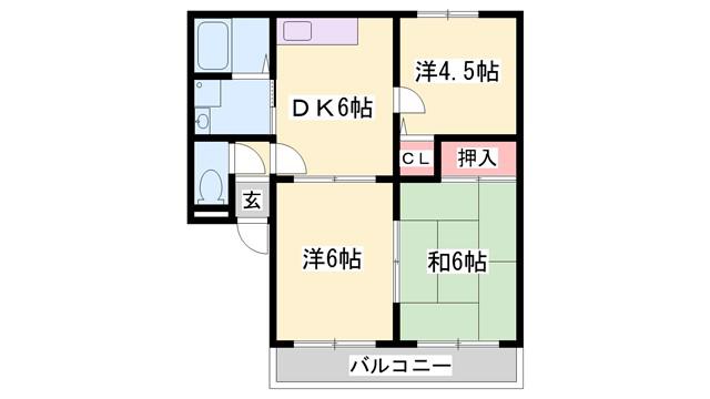 エスポワールB(3DK/2階)の間取り写真