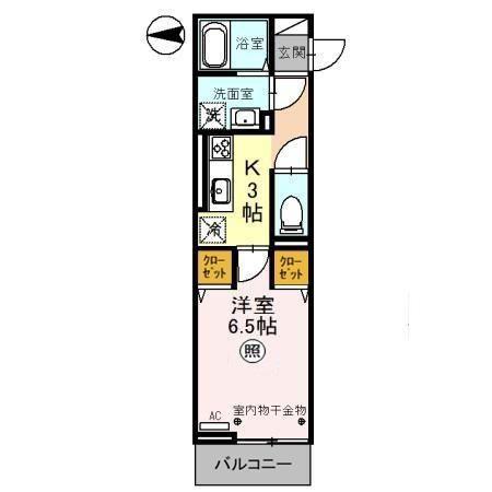 パークコート(1K/3階)の間取り写真
