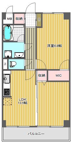 メゾンハギ(1LDK/4階)の間取り写真
