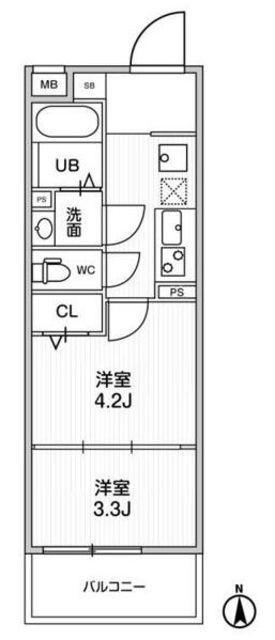 アルティザ葛西(2K/2階)の間取り写真