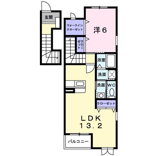 ウィルC(1LDK/2階)の間取り写真