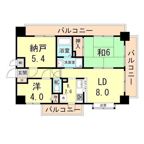 ファミリーハイツ御影(2SLDK/5階)の間取り写真