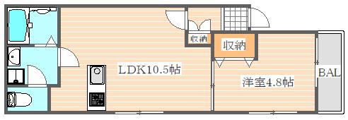 リテラ博多イーストⅡ(1LDK/1階)の間取り写真