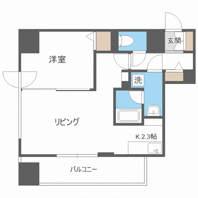 グレイスコートKOTONI(1LDK/8階)の間取り写真