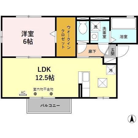 コンフォートスクエアC棟(1LDK/1階)の間取り写真