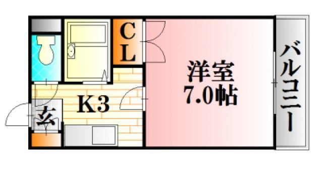 第二山口ビル(1K/3階)の間取り写真