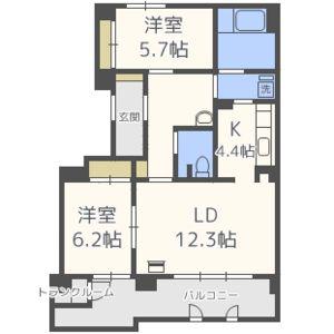 スターヒル富丘(2LDK/1階)の間取り写真
