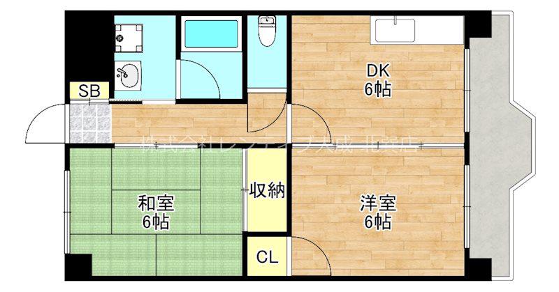 ふぁみーゆ勝山(2DK/4階)の間取り写真