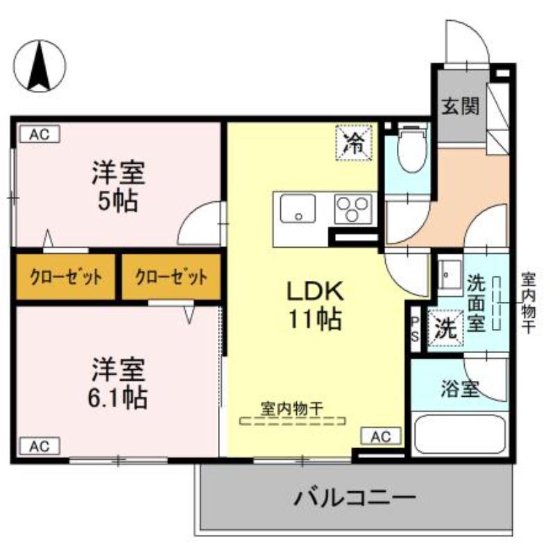 エリシアガーデン(2LDK/3階)の間取り写真