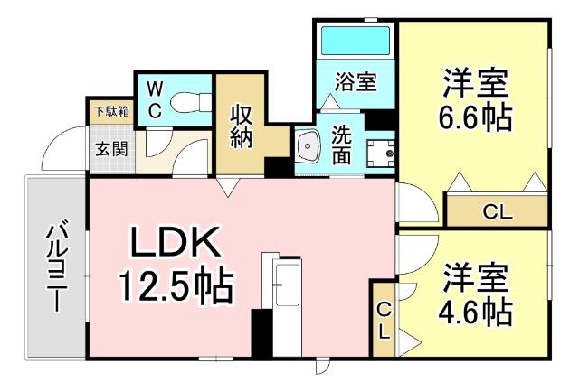 イル・ヴィアーレII A棟(2LDK/1階)の間取り写真