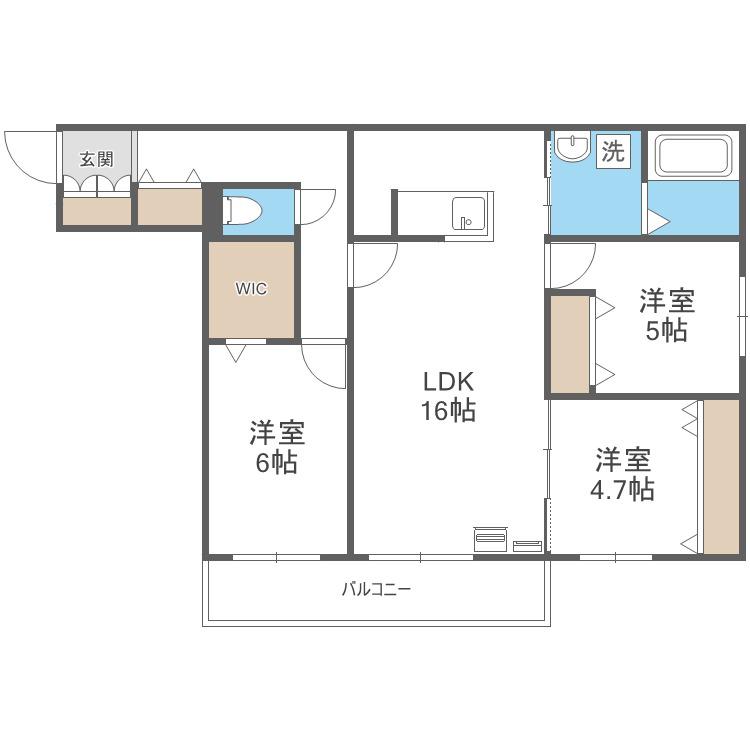 CREARESIDENCE元町(3LDK/2階)の間取り写真