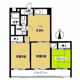学園スカイマンション(3DK/6階)の間取り写真