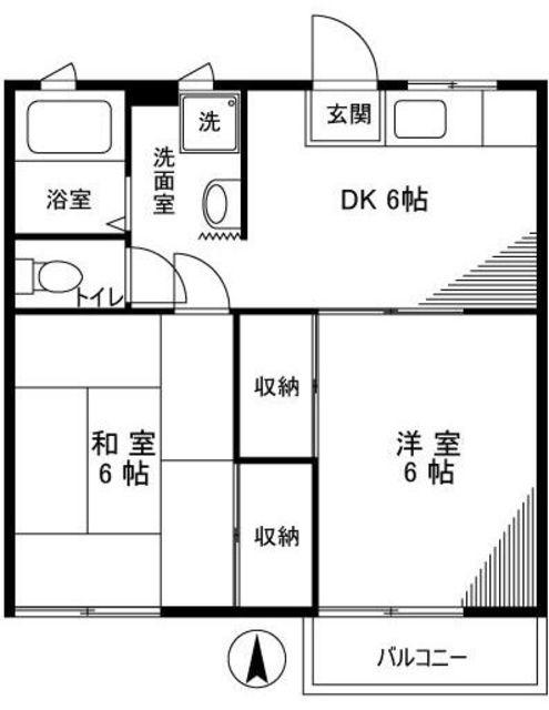 佐々木コーポI(2DK/1階)の間取り写真
