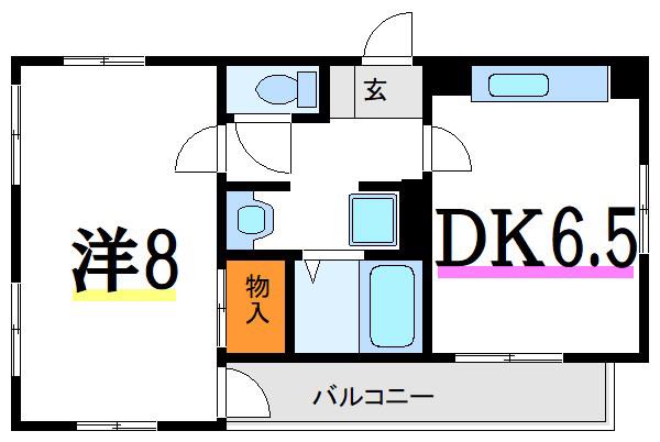 ピラトゥス西小岩(1DK/6階)の間取り写真