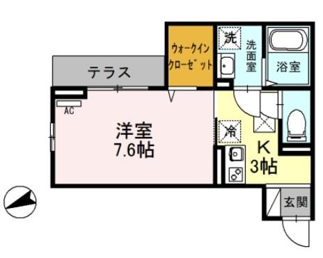 グランディール和光(1K/1階)の間取り写真