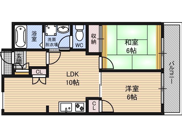 パラッツオ京橋(2LDK/3階)の間取り写真