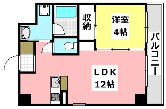 ヴィラコントゥール(1LDK/4階)の間取り写真