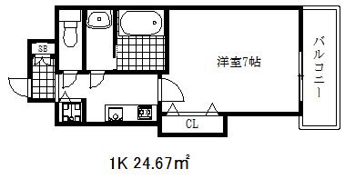 ラグゼ芦屋南(1K/3階)の間取り写真
