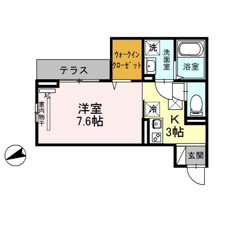グランディール和光(1K/1階)の間取り写真