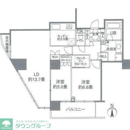カスタリアタワー品川シーサイド(2LDK/19階)の間取り写真