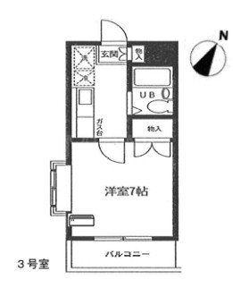 サンテラス湘南(1K/2階)の間取り写真