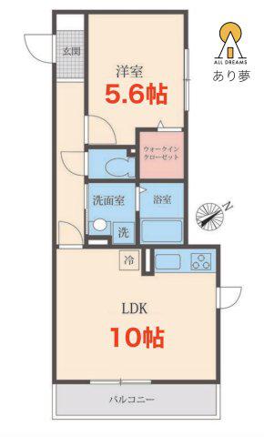 ドルフ安藤橋V(1LDK/3階)の間取り写真