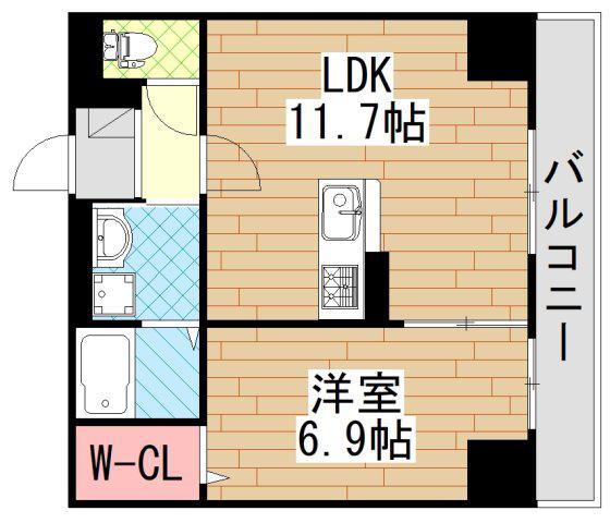 ムーンヒルズ大阪(1LDK/7階)の間取り写真