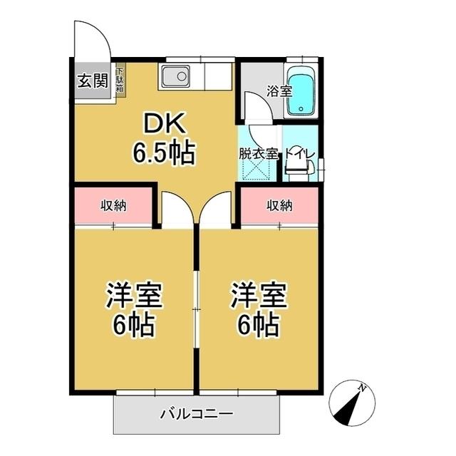 ガーランド花輪(2DK/2階)の間取り写真