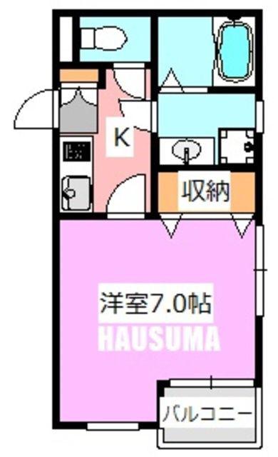 プラムフィールド(1K/1階)の間取り写真