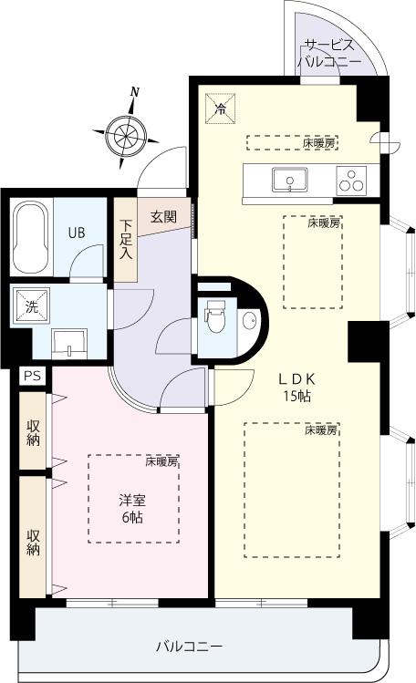 小田急線 参宮橋駅 徒歩7分 4階建 築25年(1LDK/3階)の間取り写真
