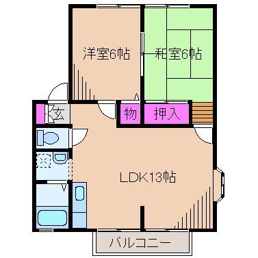 ウィンディアファーム(2LDK/2階)の間取り写真