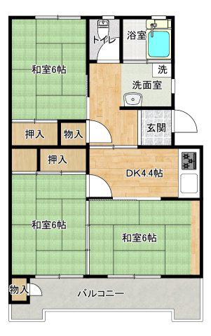 汲沢西団地 3号棟(3DK/2階)の間取り写真