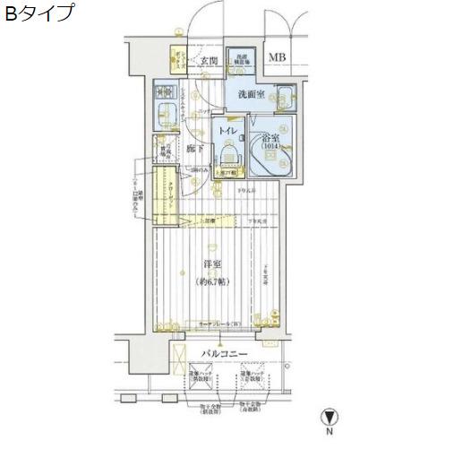 アクアプレイス梅田III(1K/2階)の間取り写真