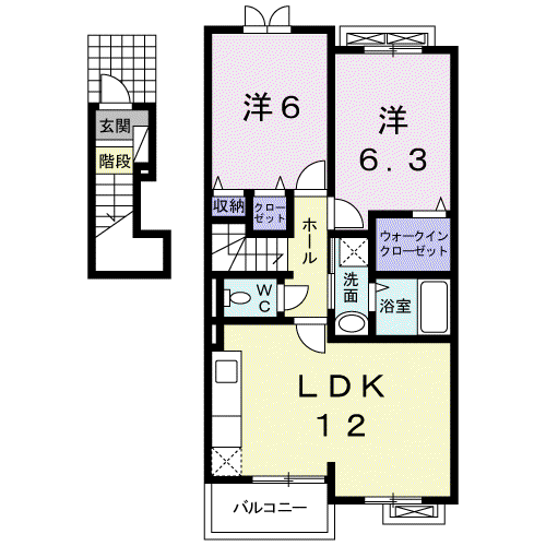 フレアビタシオンD(2LDK/2階)の間取り写真
