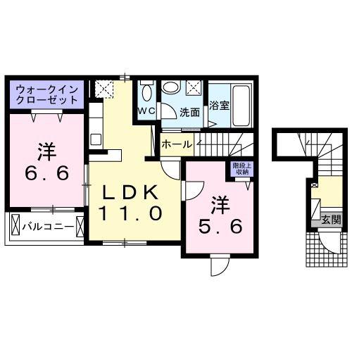 プレージア虫取(2LDK/2階)の間取り写真