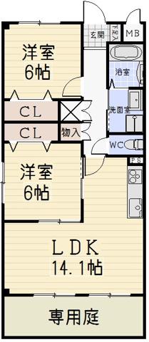 クレール(2LDK/1階)の間取り写真