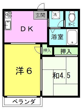 サンハイツ永江(2DK/1階)の間取り写真