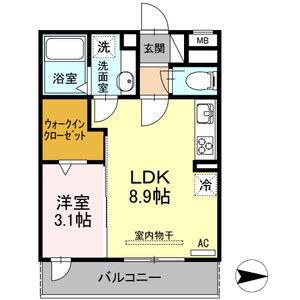 パーチェ浄心(1LDK/3階)の間取り写真
