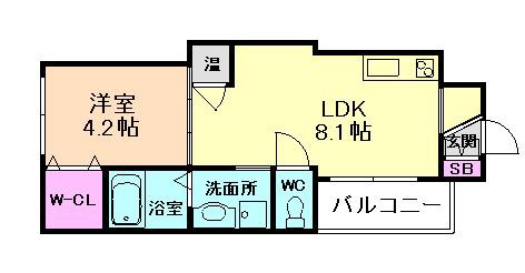 GRANDIR 千船(1LDK/2階)の間取り写真
